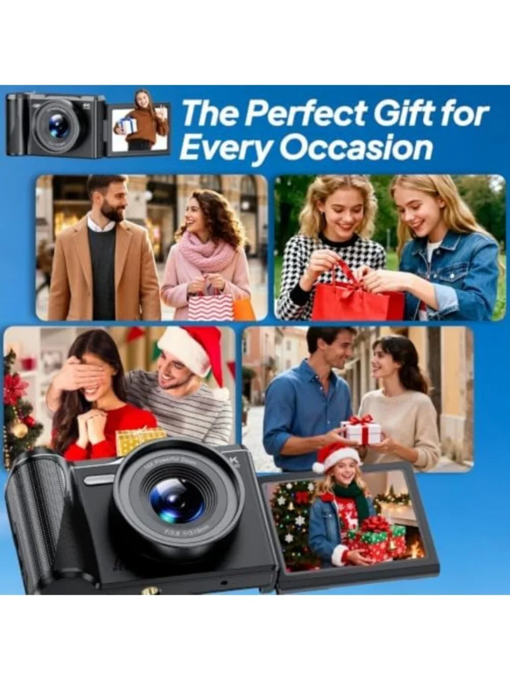 4K Digital Camera for Photography & Vlogging, 56MP Autofocus, 180° Flip Screen